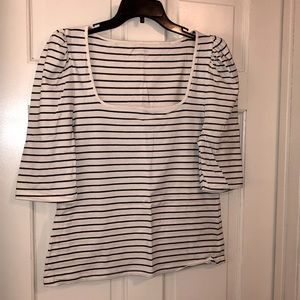 Banana Republic Navy Striped 3/4 Sleeve Top